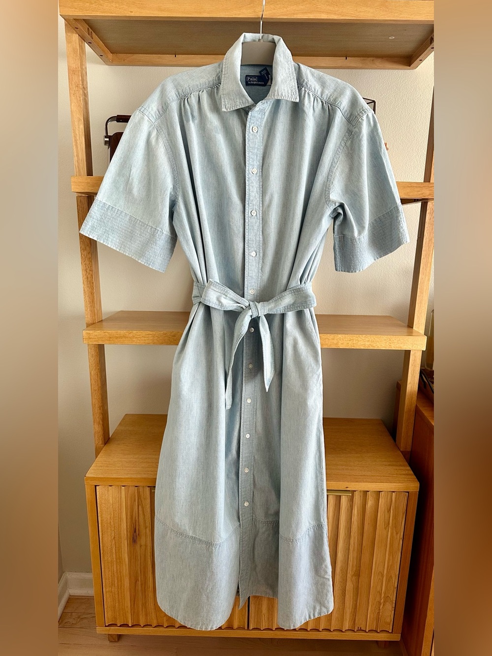 Polo Ralph Lauren Light Blue Midi Shirt Dress - size 8